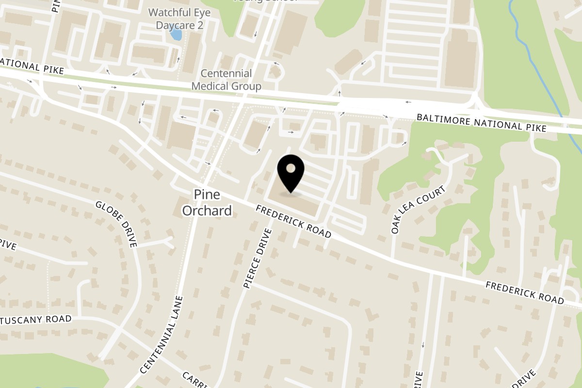 Map showing the location of Eattini Thai Kitchen on 10045 Baltimore National Pike a9 in Ellicott City
